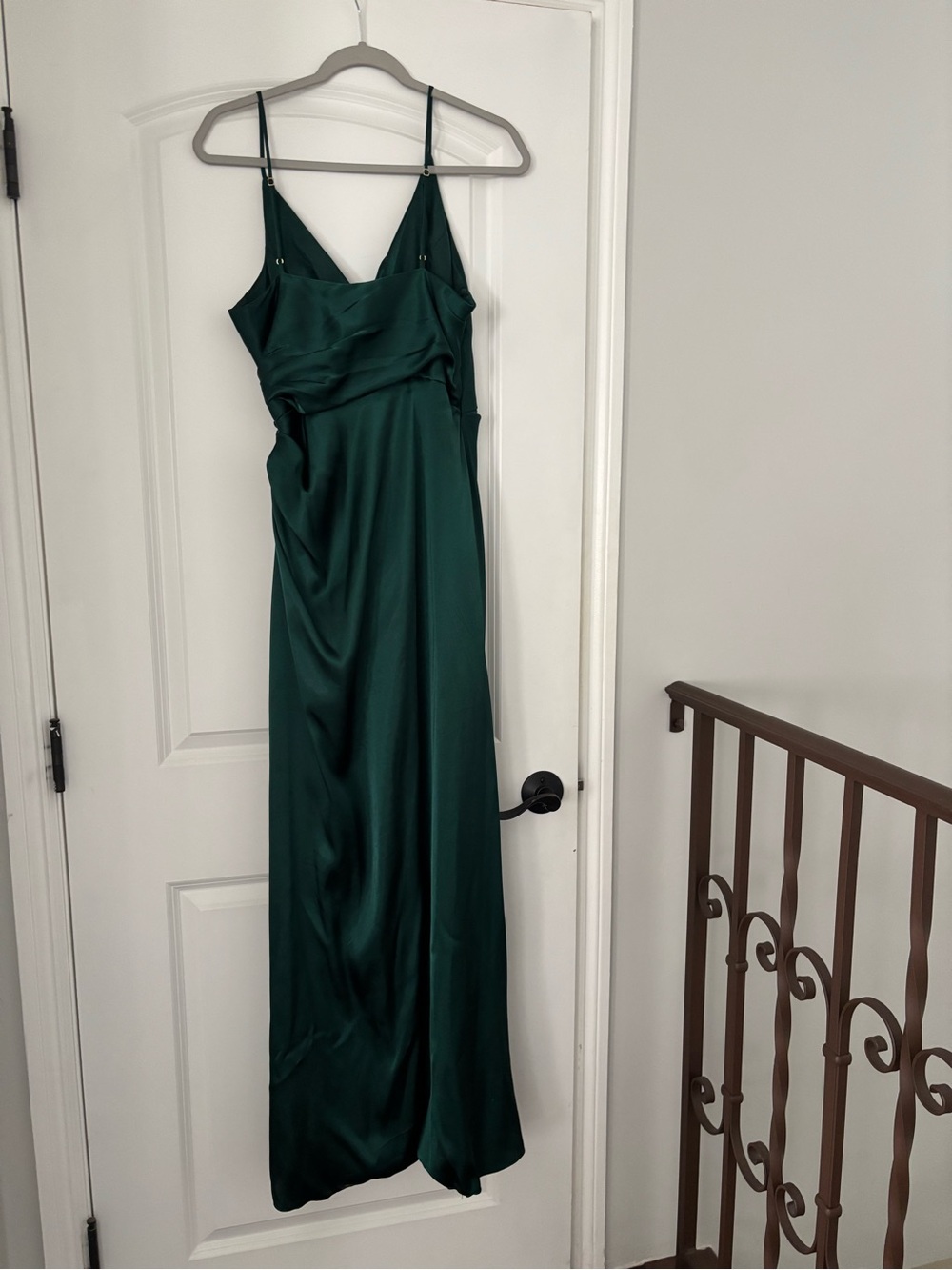 Elegant Emerald Green Satin Slip Dress - Sleeveless V-Neck